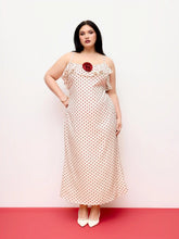 Satin Polka Dot V-Neck Ruffle Maxi Dress Curve & Plus