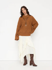 Knit Stand Collar Long Sleeve Oversized Top