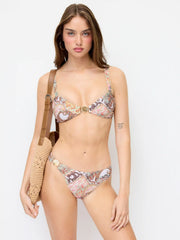 Paisley Sweetheart Metal Shell Detail Bracelet Bikini Set