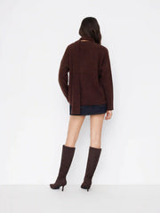 Knit Wool-blend V-neck Long Sleeve Oversized Top With Scarf