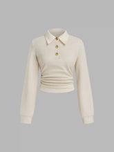 Collar Ruched Long Sleeve Top