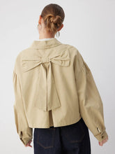 Cotton Collar Bowknot Oversized Jacket