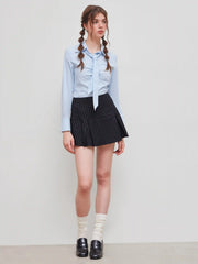 Mid Rise Striped Zipper Mini Skirt