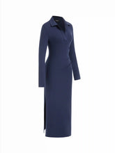 Collar V-neck Ruched Maxi Dress