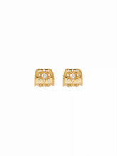 FAUX PEARL C-SHAPED HOOP EARRINGS
