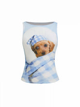 Cotton-blend Dog Graphic Tank Top