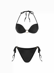 High Stretch Halter Neck Ring Linked Bikini Set
