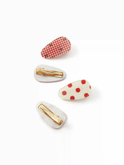 4PCS POLKA DOT & GINGHAM HAIR CLIP SET