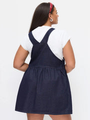 Denim A-line Pinafore Mini Dress Curve & Plus