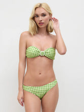 Gingham Flower Ring Bandeau Cheeky Bikini Set