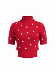 Knit Heart High Neck Top