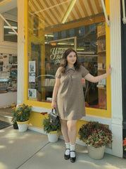 Peter Pan Collar Houndstooth Button Mini Dress Curve & Plus