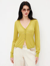 Knit V-neck Long Sleeve Button Cardigan