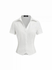 Stretch Cotton-blend Lace Trim Blouse