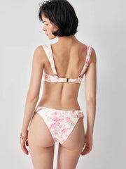 Sweetheart Neck Floral Ruched Underwire Cheeky Bikini Set