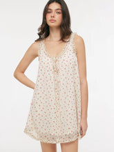 Chiffon V-Neck Ditsy Floral Ruffled Trim Oversized Babydoll Mini Dress