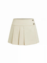 Cotton-blend Mid Rise Pleated Metal Detail Mini Skirt