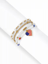 4PCS COUNTRY FLAG & HEART BEADED BRACELET SET