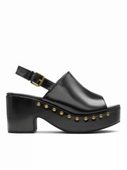 BUCKLE STUDDED PLATFORM MULE SANDALS