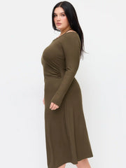 Halter Neckline Ruched Lace Trim Midi Dress Curve & Plus