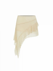 Textured A-line Asymmetrical Hem Mini Skirt