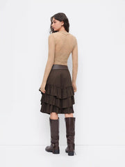 Lace V-neck Ruffled Blouse & Halter Neckline Top