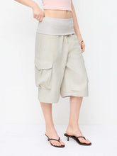 Cotton-blend Low Rise Drawstring Cargo Bermuda Shorts