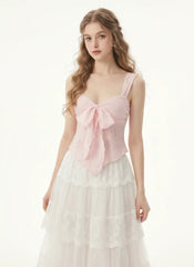 Lace Sweetheart Bowknot Tank Top