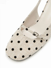 POLKA DOT SLINGBACK CHUNKY HEELS