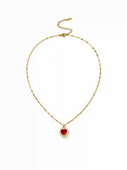 HEART & ZIRCON PENDANT NECKLACE