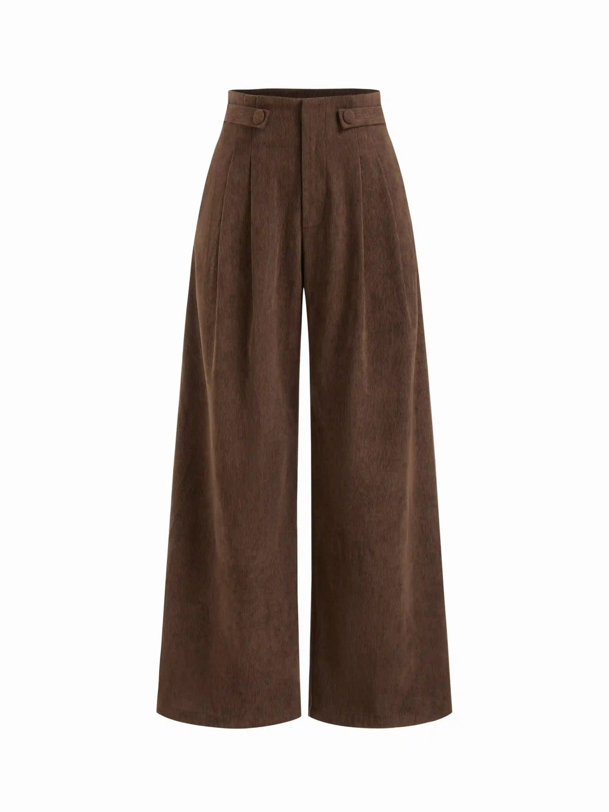 Corduroy Mid Rise Pleated Wide Leg Trousers