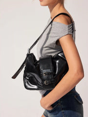 DOUBLE BUCKLE SHOULDER BAG
