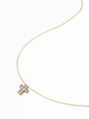 STAINLESS STEEL RHINESTONE DECOR CROSS NECKLACE