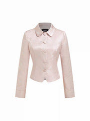 Jacquard Floral Collar Long Sleeve Jacket