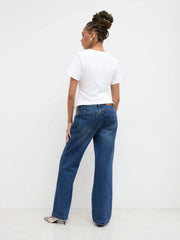 Cotton-blend Round Neckline Ruched Asymmetrical Hem Tee