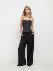 Mid Rise Straight Leg Trousers
