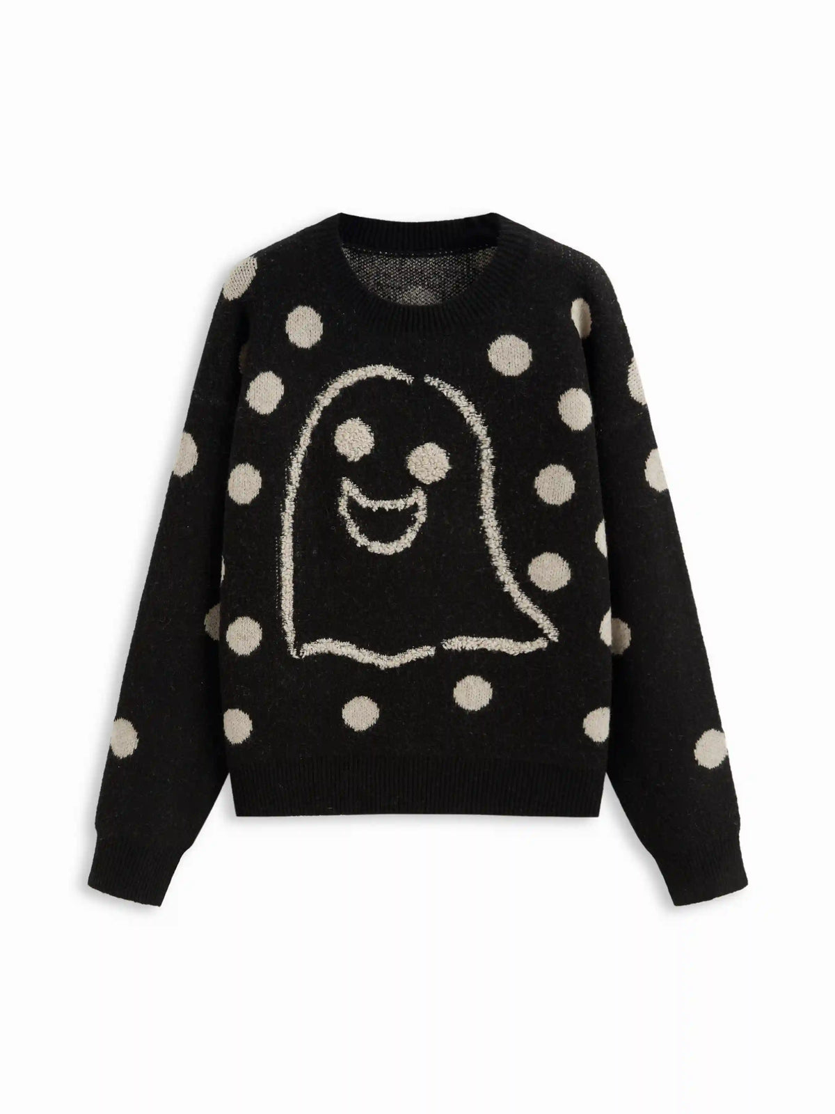 Wool-blend Polka Dot Ghost Oversized Long Sleeve Sweater