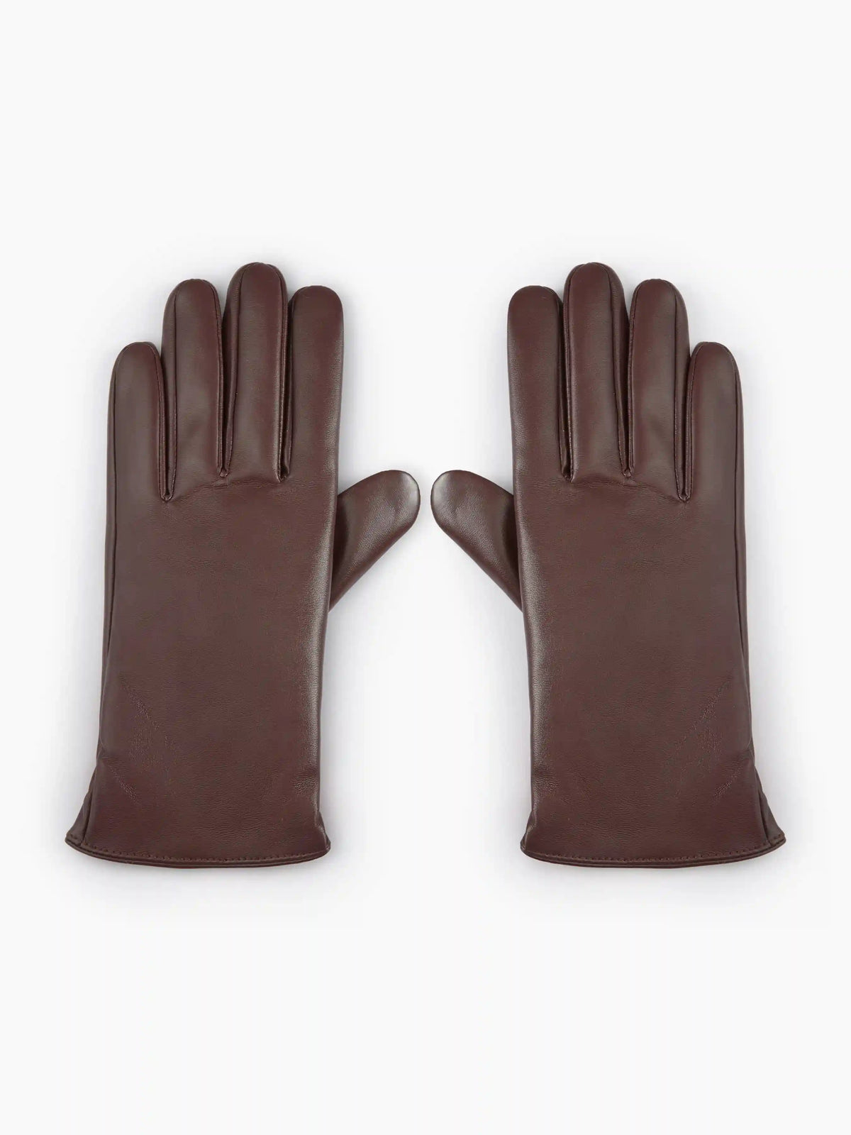 FAUX LEATHER FLEECE-LINED FUZZY GLOVES