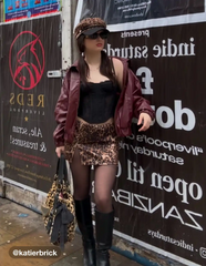Faux Leather Collar Solid Pocket Zipper Bomber Jacket