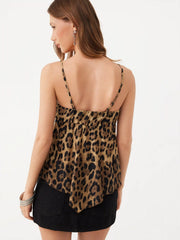 Leopard Print Twist Knotted Cami Top