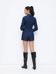Denim Low Rise Knotted Wrap A-line Mini Skort