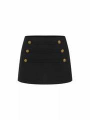 Low Rise Metal Detail A-line Mini Skirt