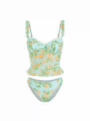 Sweetheart Fruit Bowknot Ruffle Tankini Set