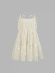 Square Neck Solid Bowknot Babydoll Mini Dress