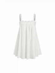 Cotton Square Neck  Eyelet Smock Mini Nightdress