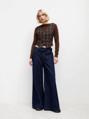 High Stretch Cider Denim Low Rise Baggy Jeans With Belt