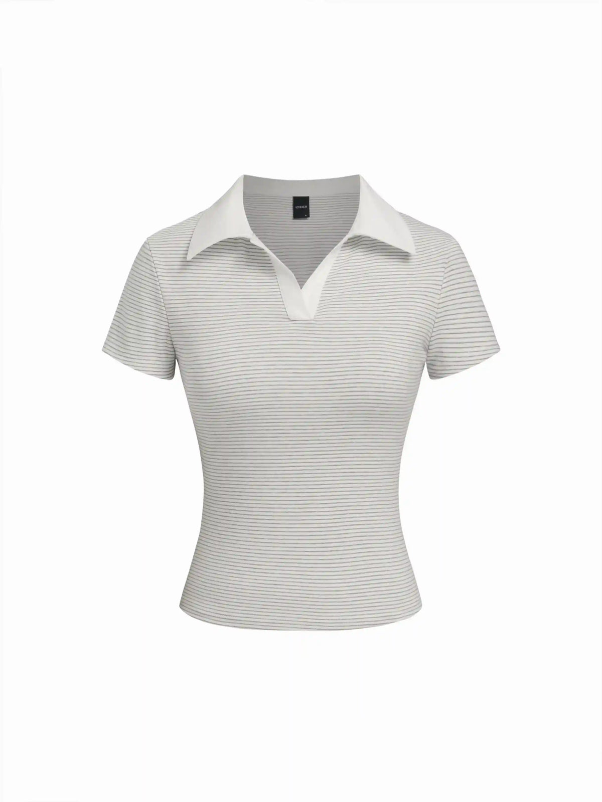 Cotton-blend Polo Neck Stripe Tee