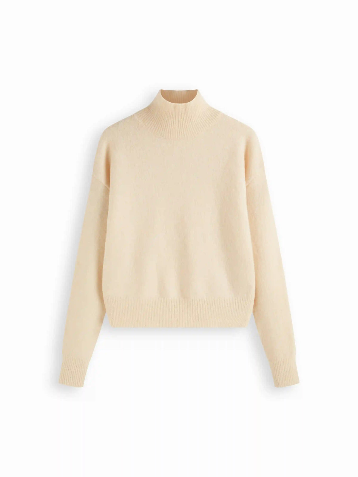 Knit High Neck Solid Long Sleeve Top