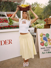 Gingham Fruit Graphic Crop Tee