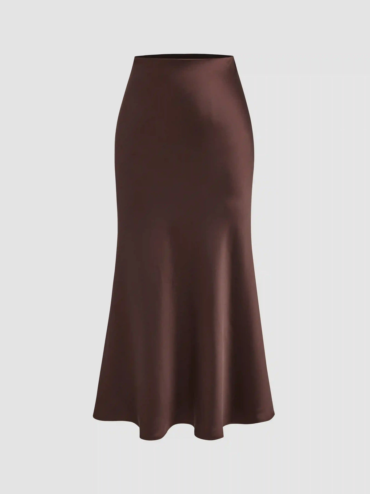 Satin Mid Rise Solid Zipper Maxi Skirt